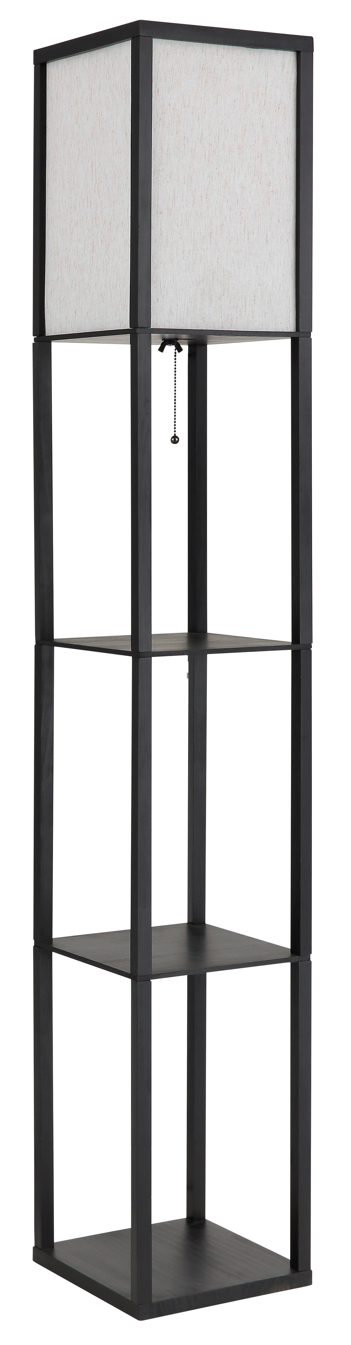 GLOBO Stehleuchte natur schwarz PVC Holz Textil B/H/L: ca. 26x159x26 cm E27 1 Brennstellen TABITHA - natur/schwarz (26,00/26,00/159,00cm) - GLOBO