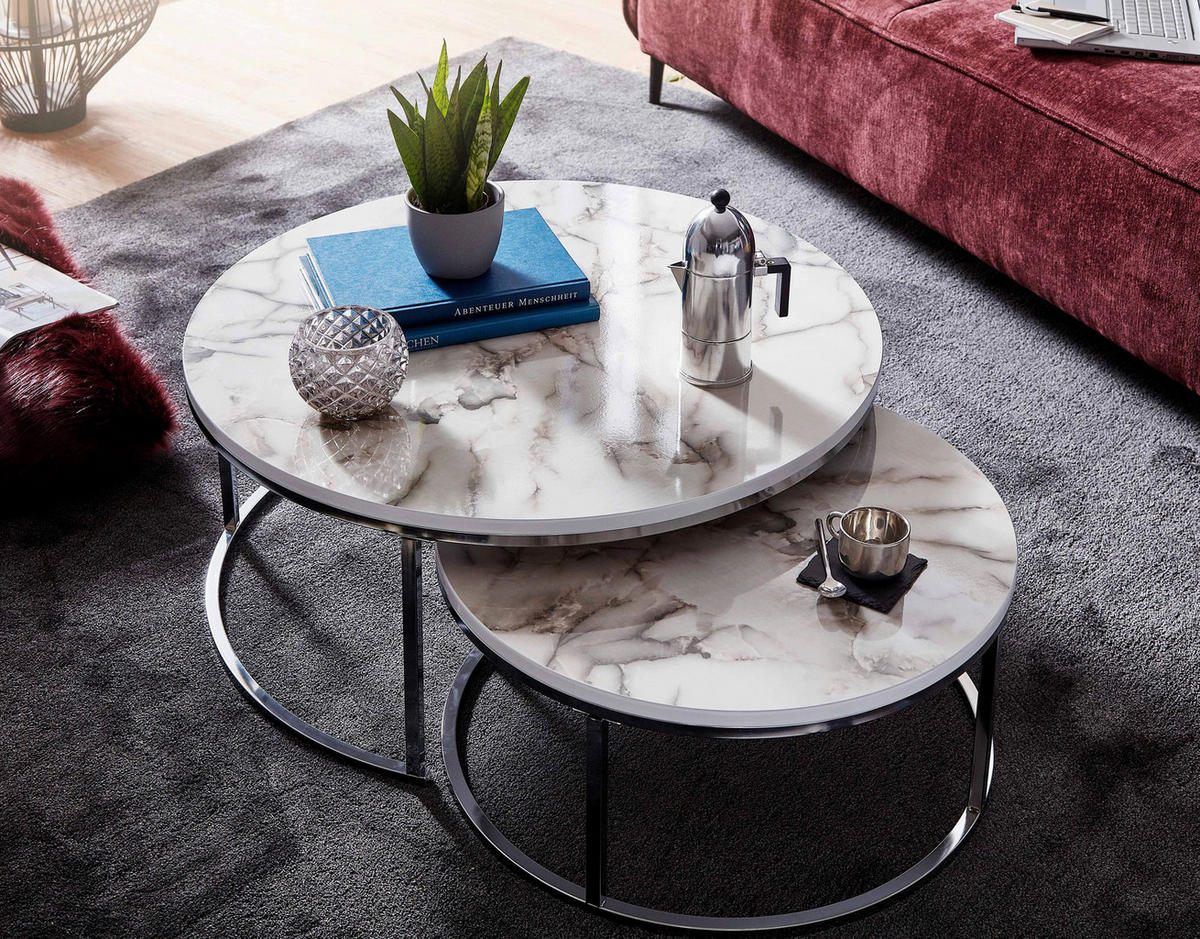 Couchtisch 2er-Set. silber B/H/T: ca. 80x36x80 cm 2er-Set. - silber (80,00/36,00/80,00cm) - Wohnling