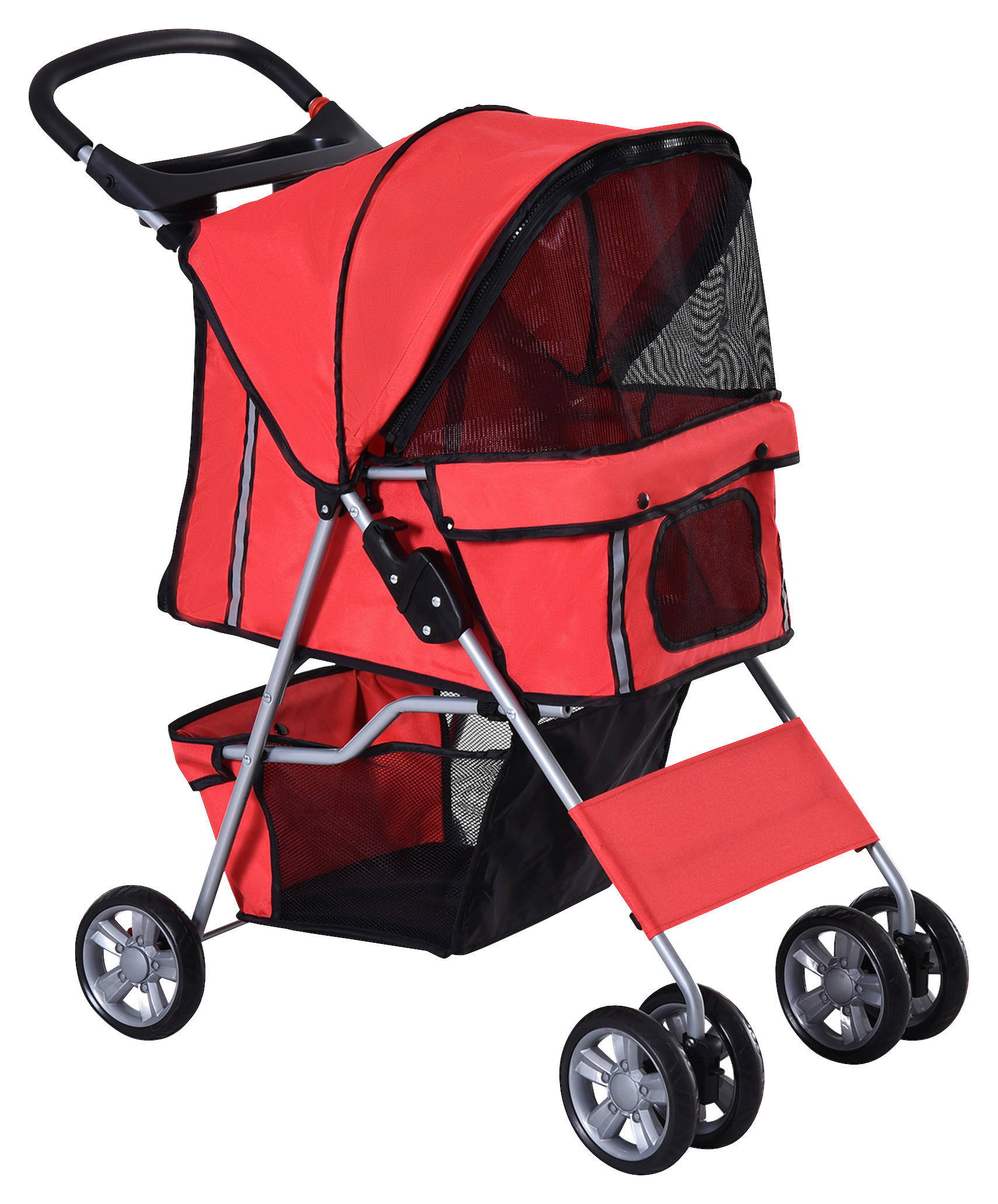 PawHut Hunde-Zubehör rot Polyester B/H/L: ca. 45x75x97 cm Hundewagen - rot (97,00/45,00/75,00cm) - PawHut