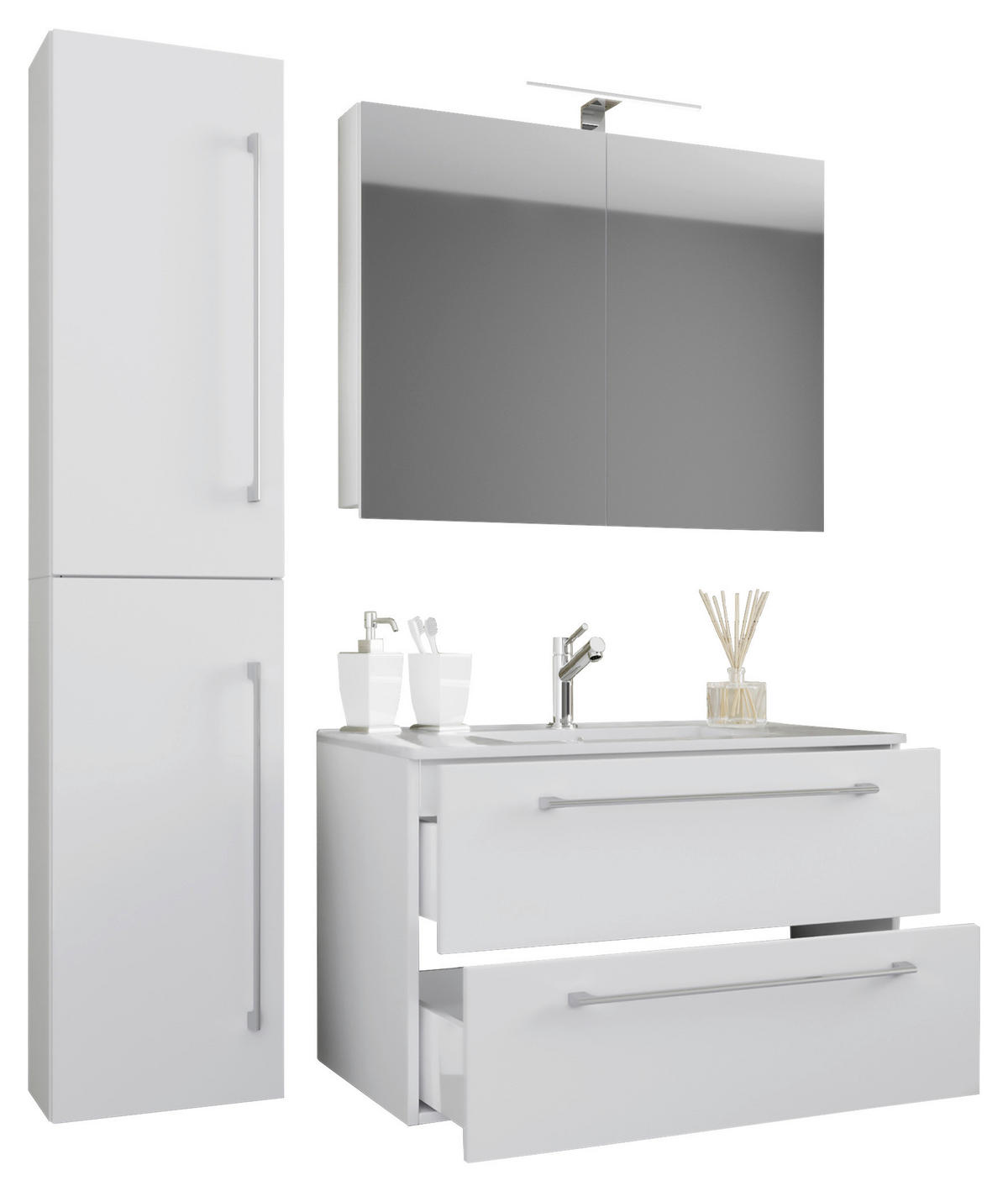 Waschplatz 4tlg-Badinos weiß B/H/T: ca. 81x52x46 cm 4tlg-Badinos - weiß (81,00/52,00/46,00cm) - VCM Möbel