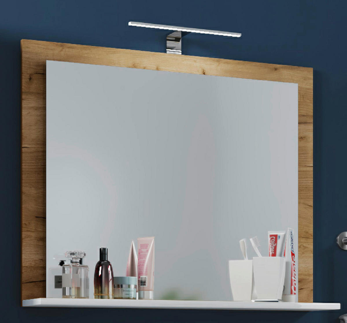 Wandspiegel Lendas Eiche Honig Nachbildung weiß Holzwerkstoff B/H/T: ca. 60x65x17 cm Lendas - Eiche/weiß (60,00/65,00/17,00cm) - VCM Möbel
