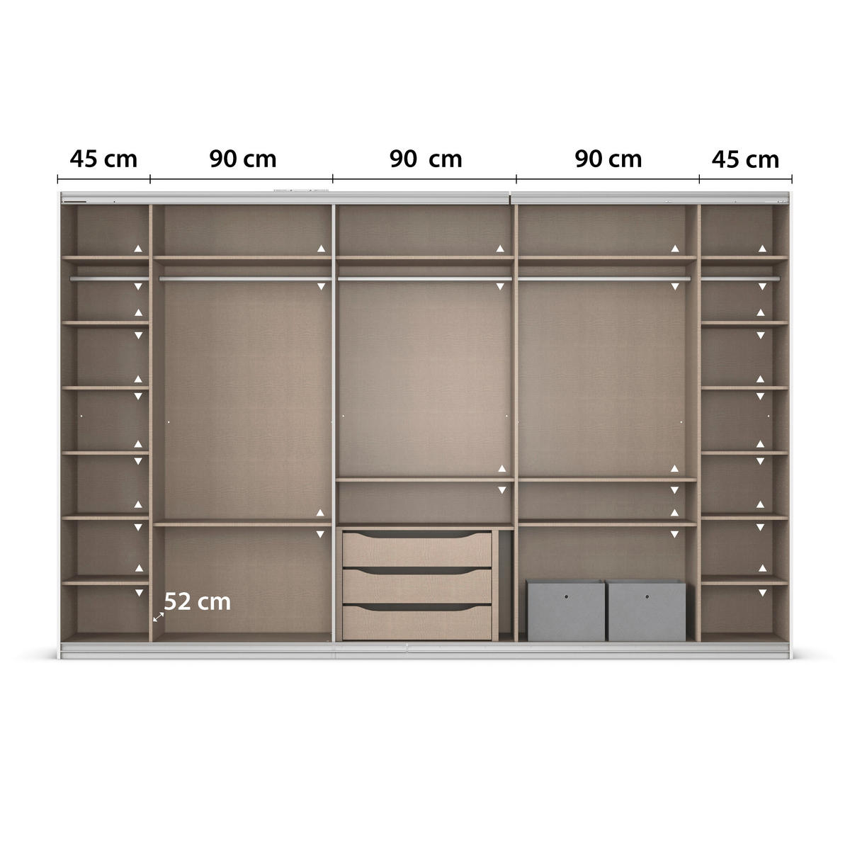 Kleiderschrank Kulmbach grau B/H/T: ca. 360x229x62 cm Kulmbach - Alu/grau (360,00/229,00/62,00cm)