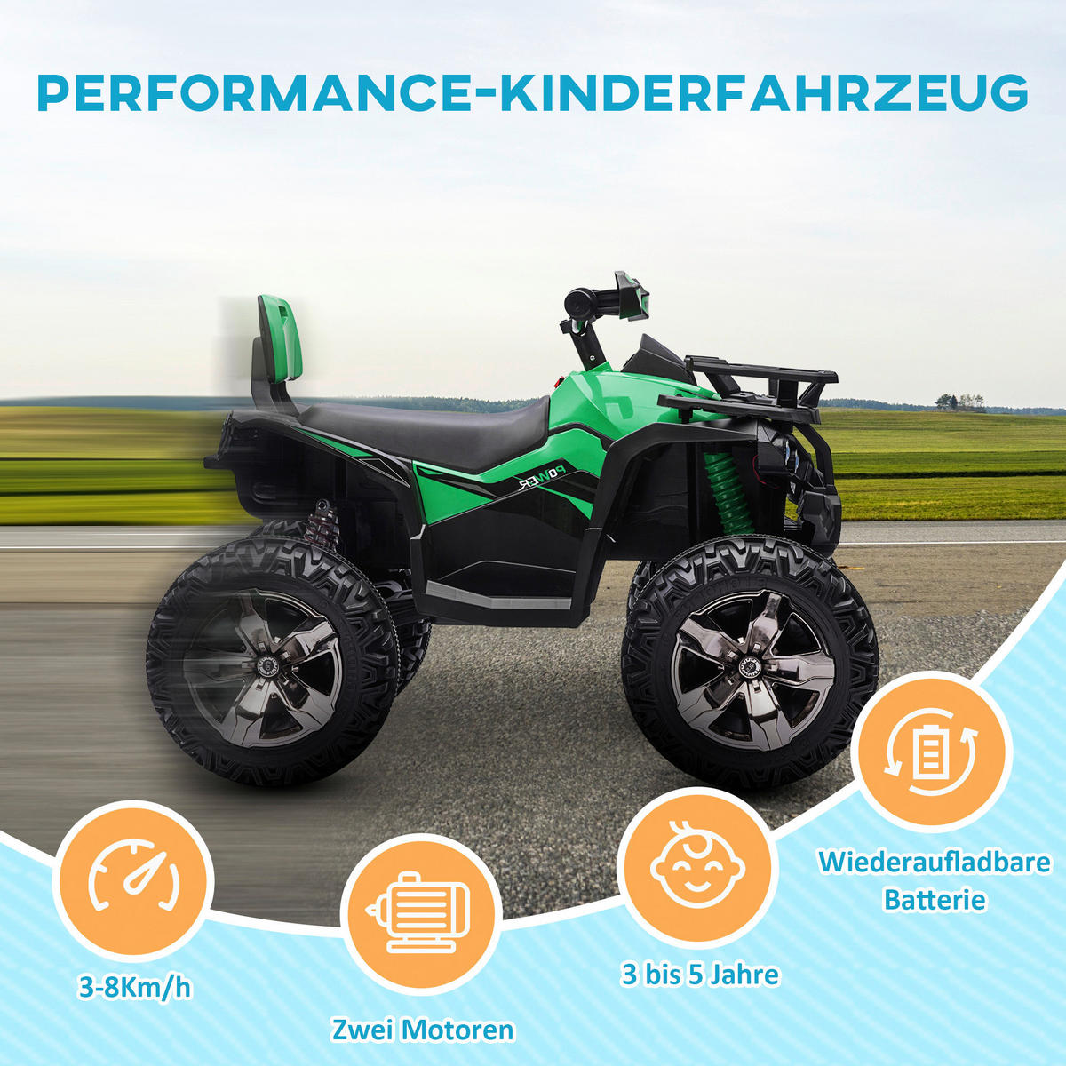 HOMCOM Kinder Elektrofahrzeug grün B/H/L: ca. 65x73x100 cm Kinder Elektrofahrzeug - grün (100,00/65,00/73,00cm) - HOMCOM