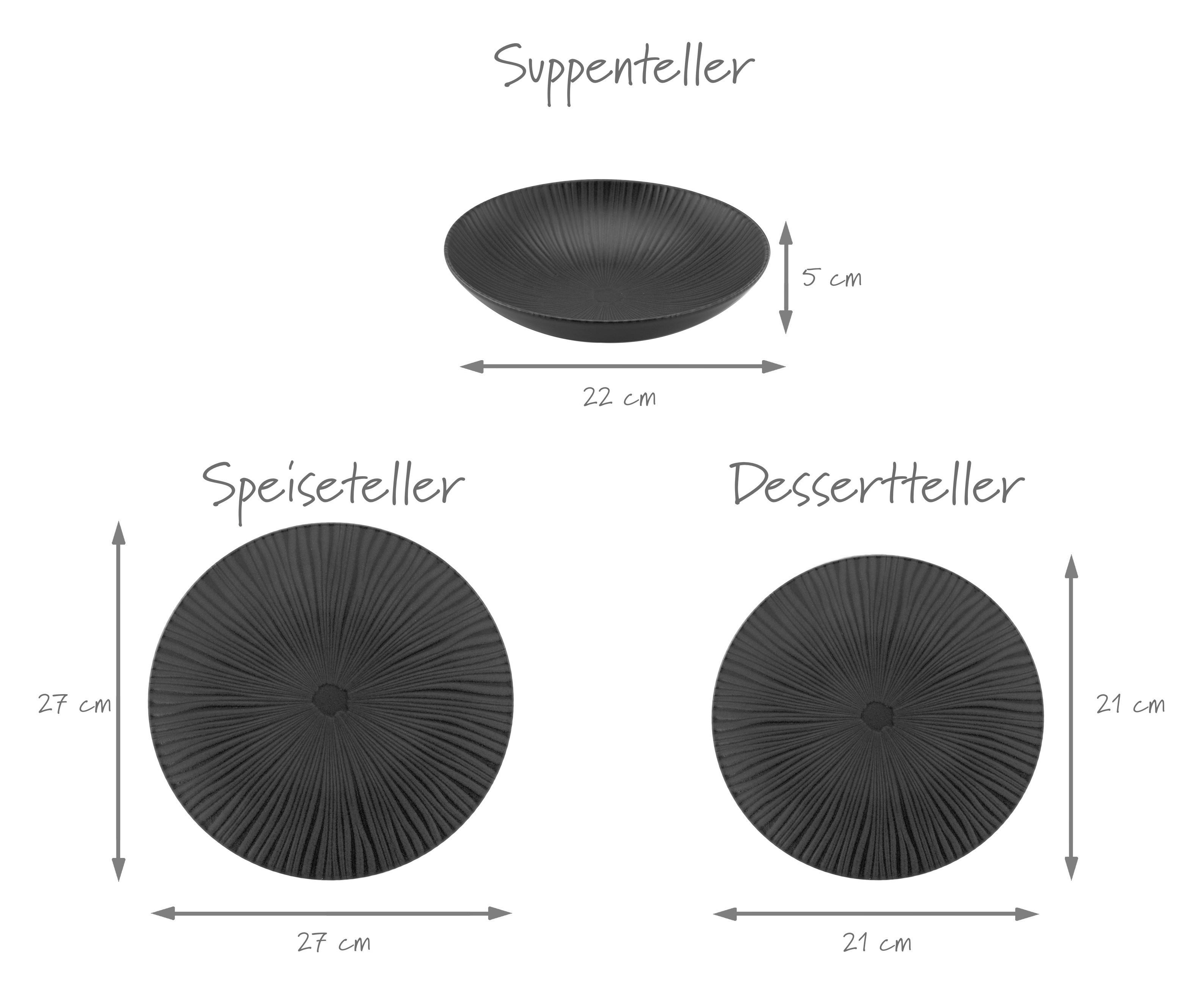 CreaTable Tafelservice Vesuvio schwarz S...