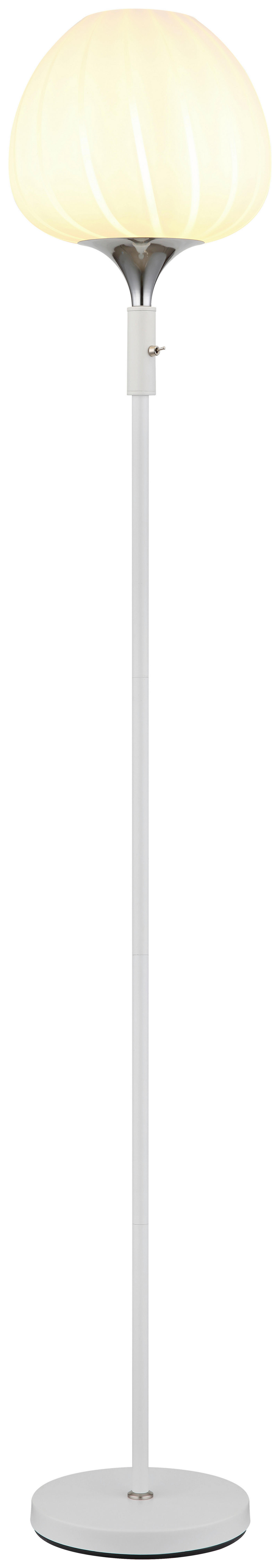 GLOBO Stehleuchte Chrom Opal weiß Metall Glas H/D: ca. 165x29 cm E27 1 Brennstellen MAXY - weiß/Opal (29,00/165,00cm) - GLOBO