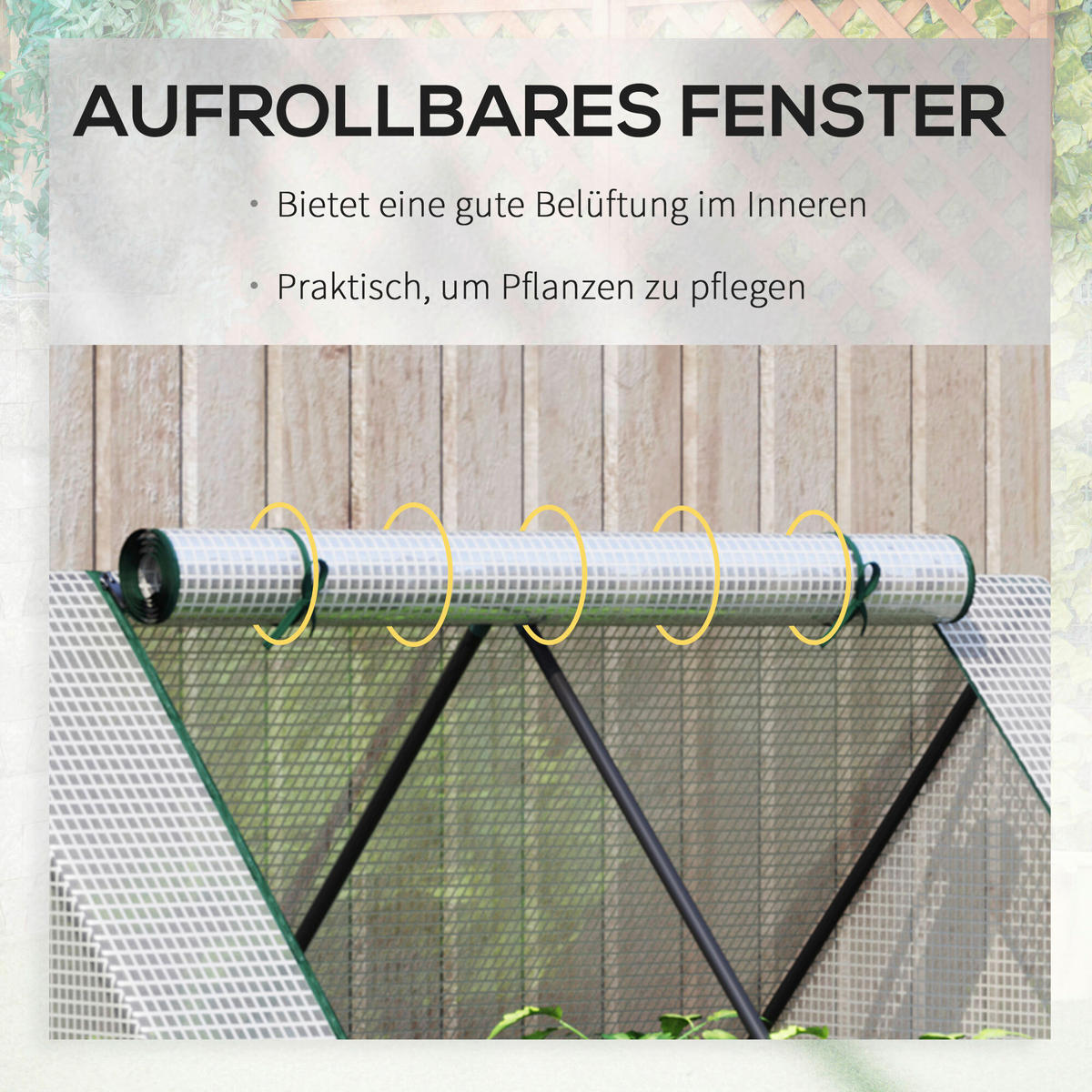 Outsunny Tür zum Aufrollen B/H/L: ca. 95x92x127 cm Foliengewächshaus 845-520 - weiß/silber (127,00/95,00/92,00cm) - Outsunny