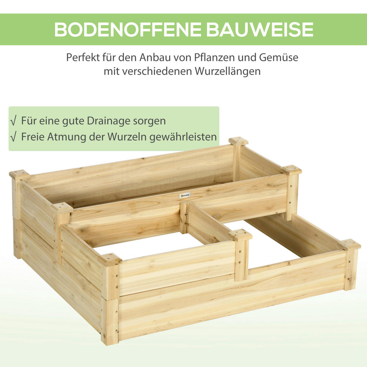 Outsunny Gartenbeet B/H/L: ca. 88x36x108 cm Gartenbeet - natur (108,00/88,00/36,00cm) - Outsunny