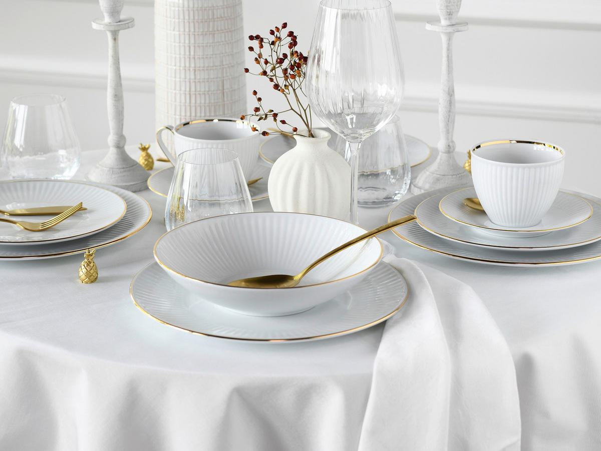 CreaTable Kombiservice Valencia gold Porzellan 30 tlg. Valencia - gold/weiß - CreaTable