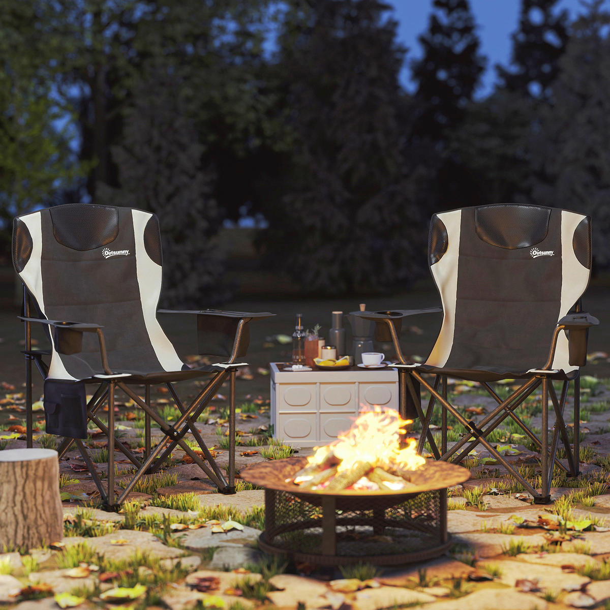 Outsunny Campingstuhl Campingstuhl - schwarz (94,00/62,00/100,00cm) - Outsunny