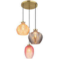 GLOBO Pendelleuchte gold Metall Glas H/D: ca. 120x45 cm E27 3 Brennstellen JESSICA - gold (45,00/120,00cm) - GLOBO