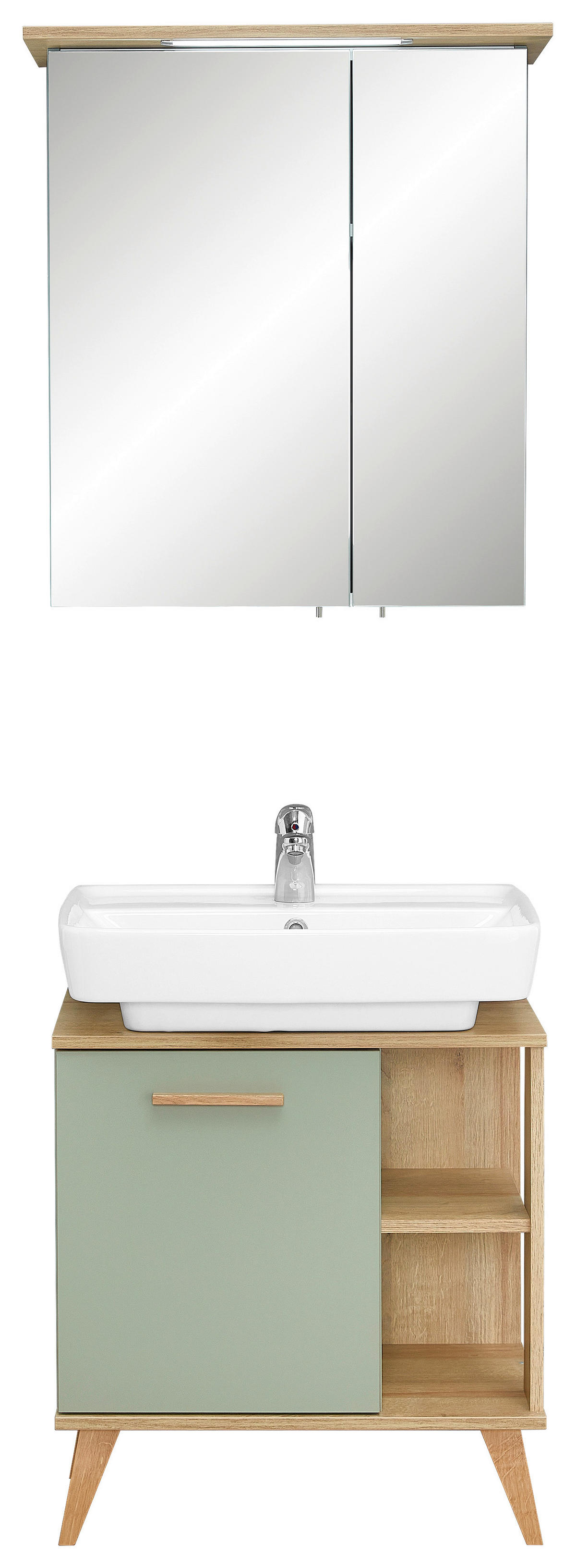 Badezimmer-Set Quickset 963 salbei Nachbildung Eiche Riviera Nachbildung B/H/T: ca. 60,5x200x33 cm Quickset 963 - Eiche/salbei (60,50/200,00/33,00cm) - Pelipal