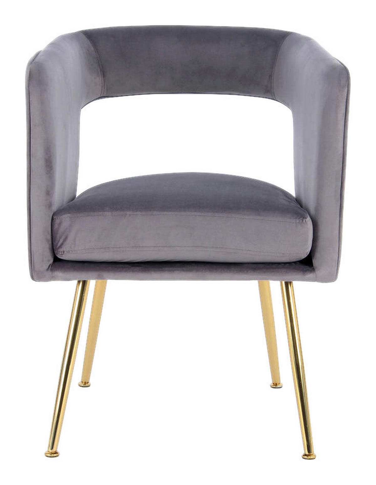 Stuhl Jolene 100 grau Microfaser Samt B/H/T: ca. 60x77x63 cm Jolene 100 - gold/grau (60,00/77,00/63,00cm) - 360 Living