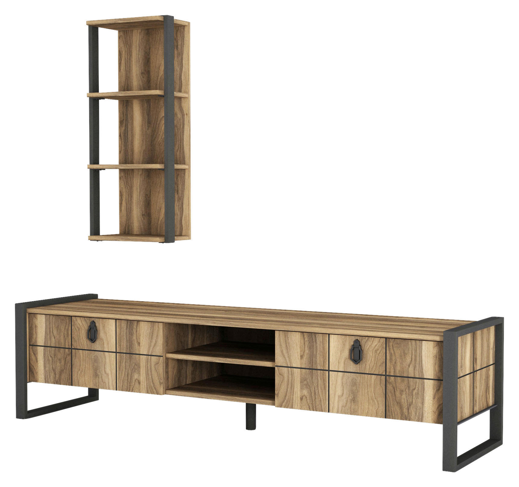 Wohnwand Lost walnuss Nachbildung B/H/T: ca. 184,5x45x34 cm Lost - walnuss (184,50/45,00/34,00cm) - moebel17