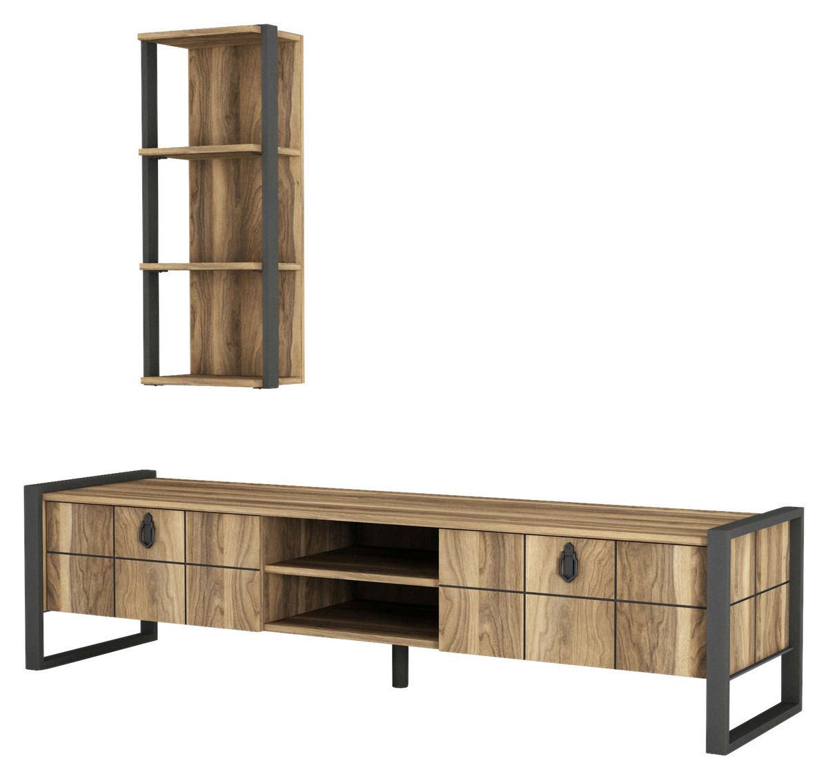 Wohnwand Lost walnuss Nachbildung B/H/T: ca. 184,5x45x34 cm Lost - walnuss (184,50/45,00/34,00cm) - moebel17