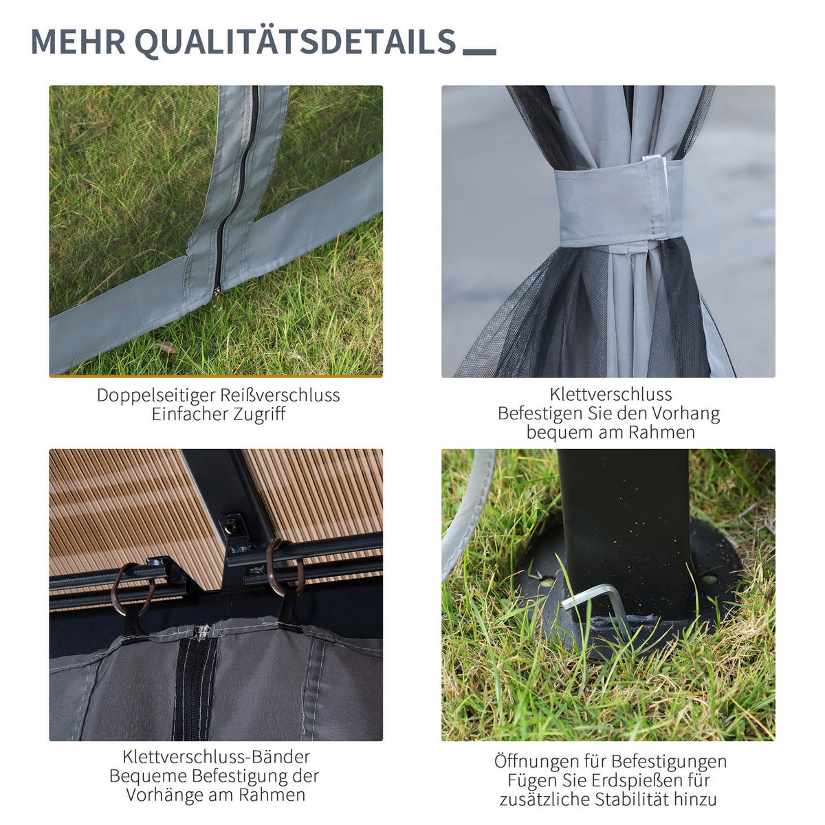 Outsunny Pavillon schwarz Alu B/H/L: ca. 400x265x300 cm Gartenpavillon - braun/schwarz (300,00/400,00/265,00cm) - Outsunny