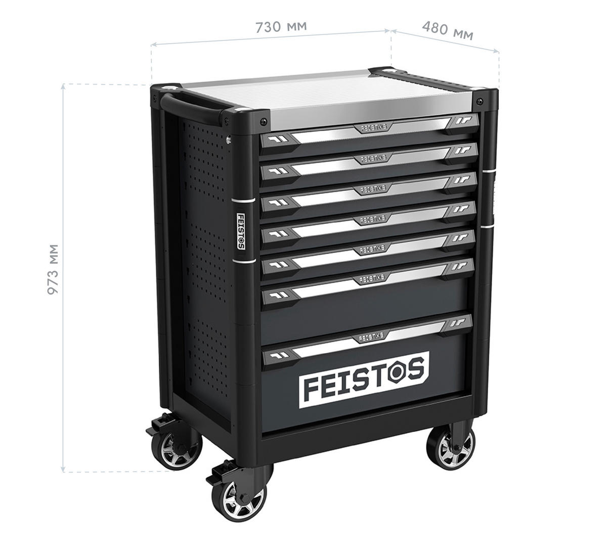 Werkstattwagen Mento schwarz B/H/L: ca. 73x98x48 cm Mento - schwarz (48,00/73,00/98,00cm) - Feistos