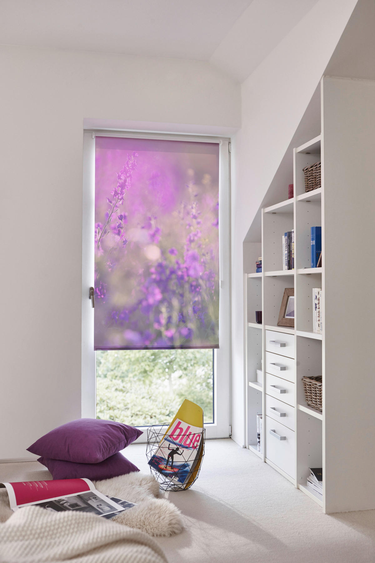 Rollo Blumenwiese fuchsia B/L: ca. 120x150 cm Blumenwiese - fuchsia/violett (120,00/150,00cm) - LICHTBLICK