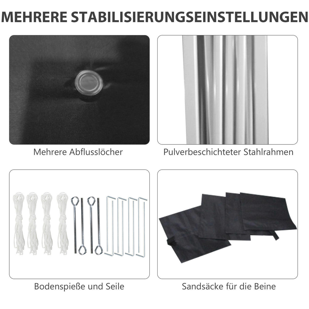 Outsunny Pavillon schwarz Polyester B/H/L: ca. 297x297x274 cm Faltpavillon - schwarz (274,00/297,00/297,00cm) - Outsunny