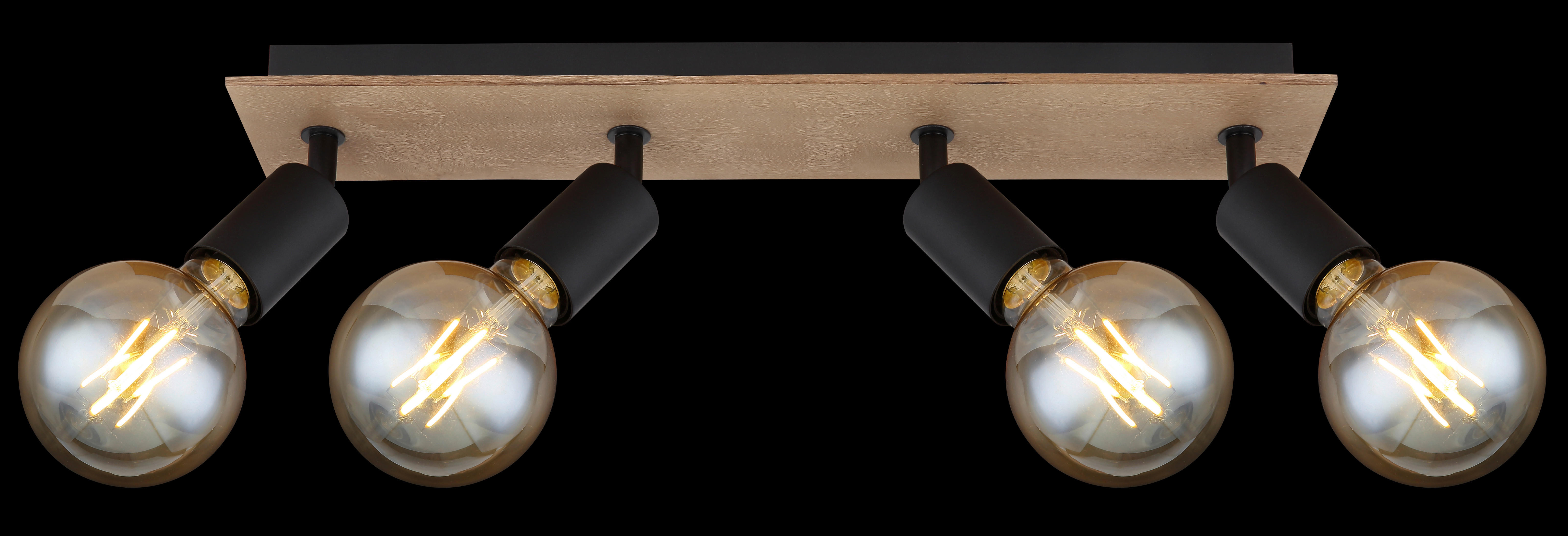 GLOBO Spotleuchte braun schwarz Holz Metall B/H/T: ca. 9x11x49 cm E27 4 Brennstellen MARTHA - braun/schwarz (9,00/11,00/49,00cm) - GLOBO