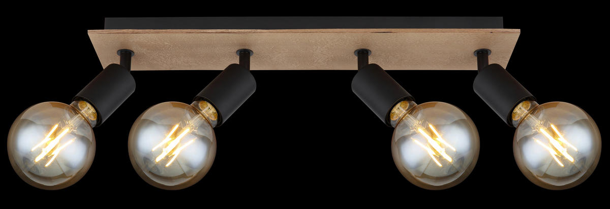 GLOBO Spotleuchte braun schwarz Holz Metall B/H/T: ca. 9x11x49 cm E27 4 Brennstellen MARTHA - braun/schwarz (9,00/11,00/49,00cm) - GLOBO