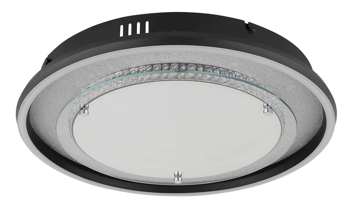 GLOBO Deckenleuchte silber klar schwarz Aluminium Glas Kunststoff H/D: ca. 6,8x40 cm 1 Brennstellen Mirrora - klar/schwarz (40,00/6,80cm) - GLOBO