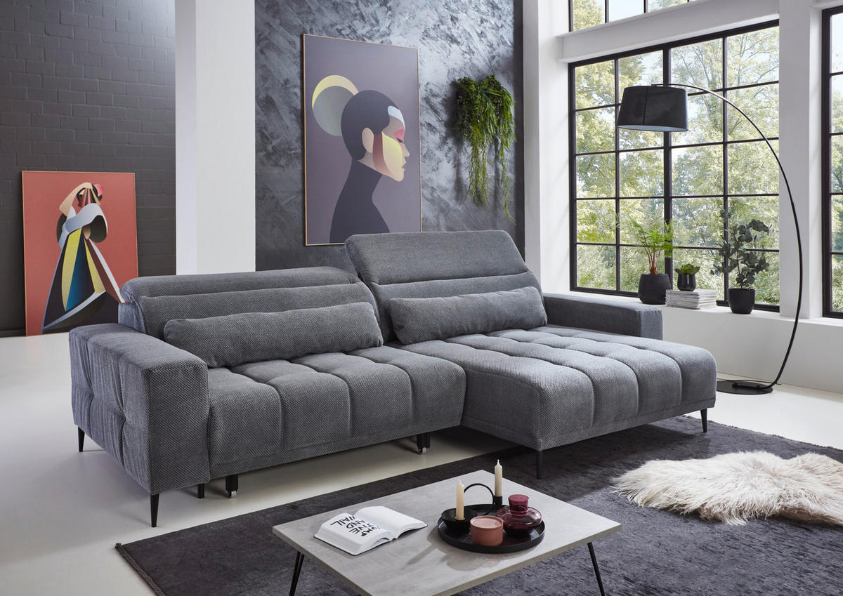 Funktionsecke Lana grau Microfaser B/H/T: ca. 284x108x169 cm Lana - schwarz/grau (284,00/108,00/169,00cm)