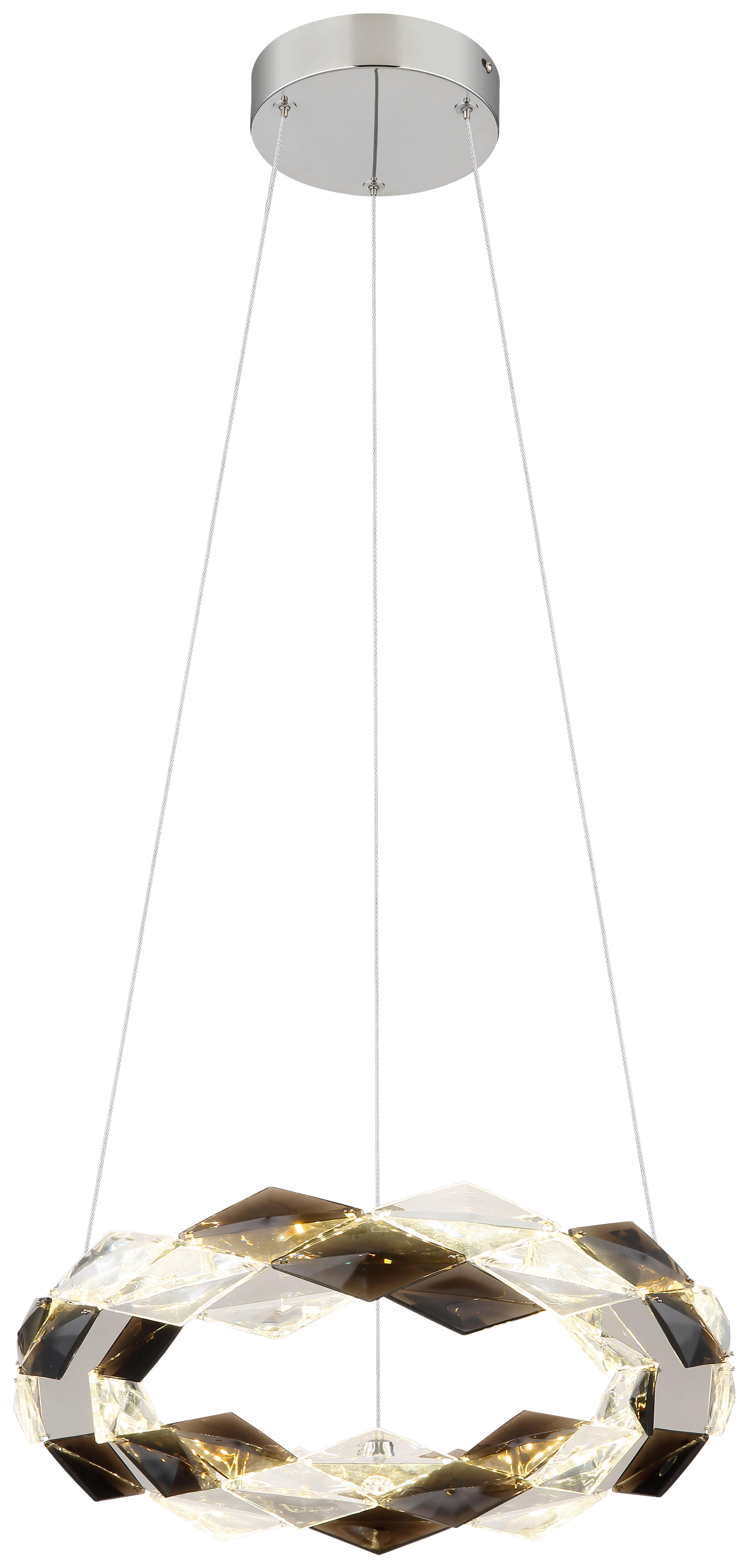 GLOBO LED-Pendelleuchte Rauch Chrom transparent Metall Acryl H/D: ca. 130x37 cm KARILION - Rauch/Chrom (37,00/130,00cm) - GLOBO