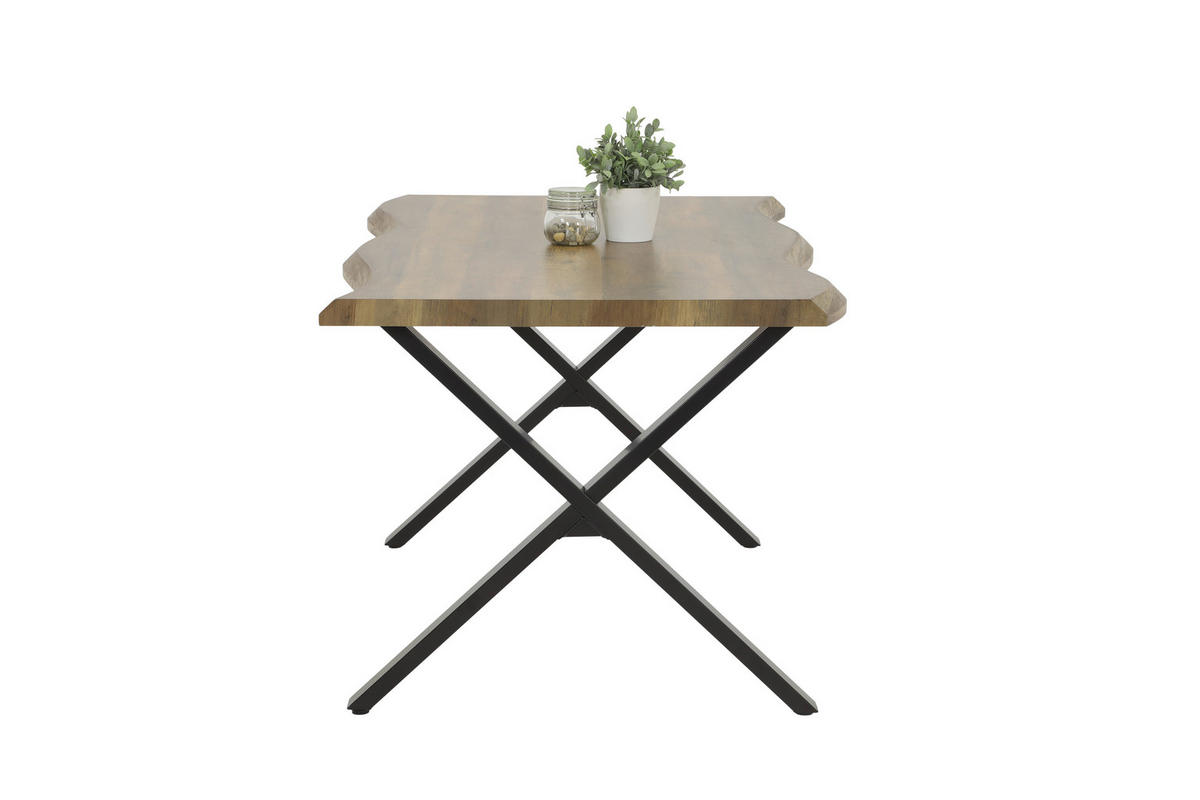 Esstisch Gerda braun Akazie Nachbildung B/H/T: ca. 140x76x90 cm Gerda - braun/schwarz (140,00/76,00/90,00cm)