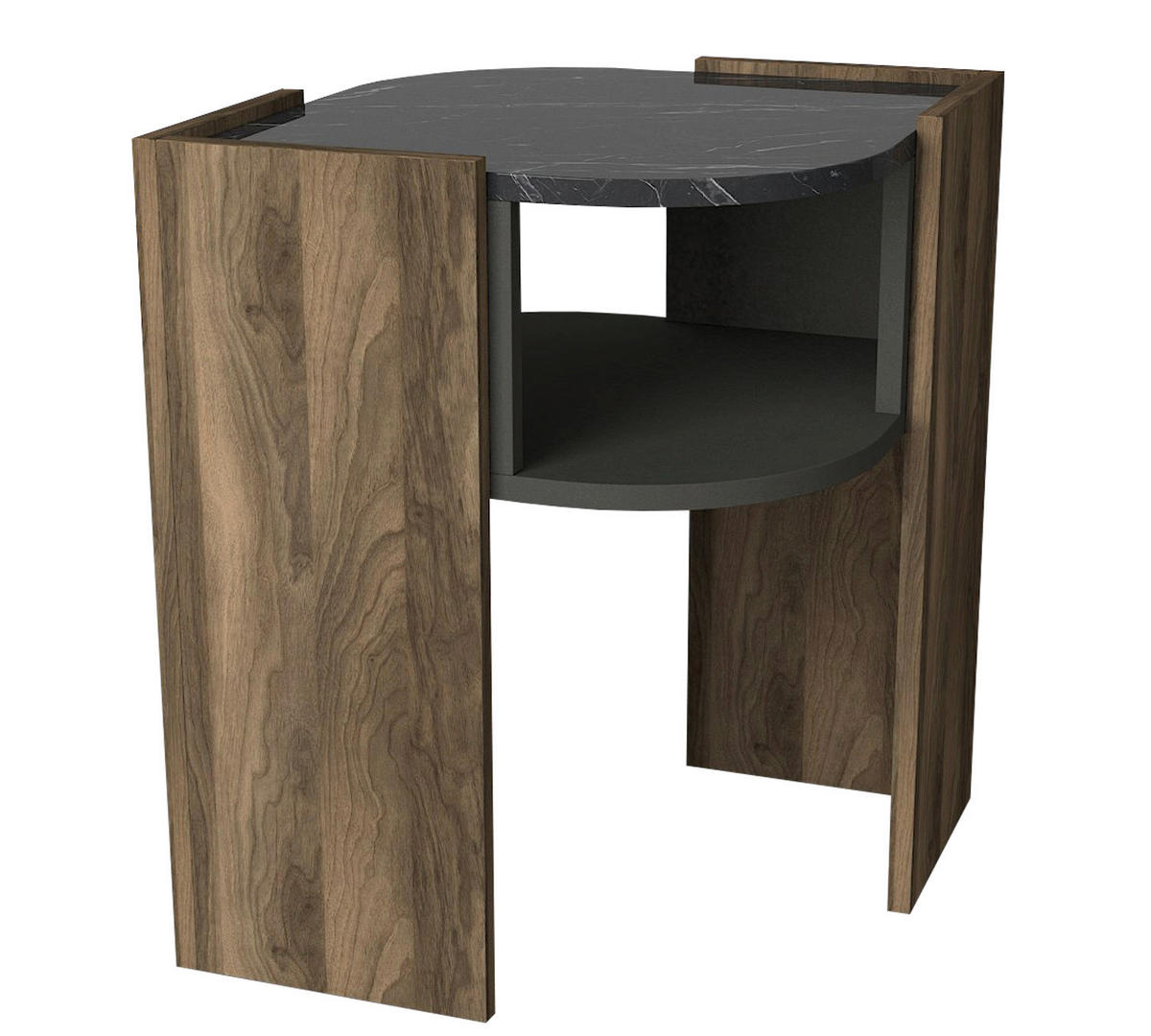 Beistelltisch Marbel walnuss Nachbildung Marmor Optik Spanplatte B/H/T: ca. 47,6x60x22 cm Marbel - walnuss (47,60/60,00/22,00cm) - moebel17