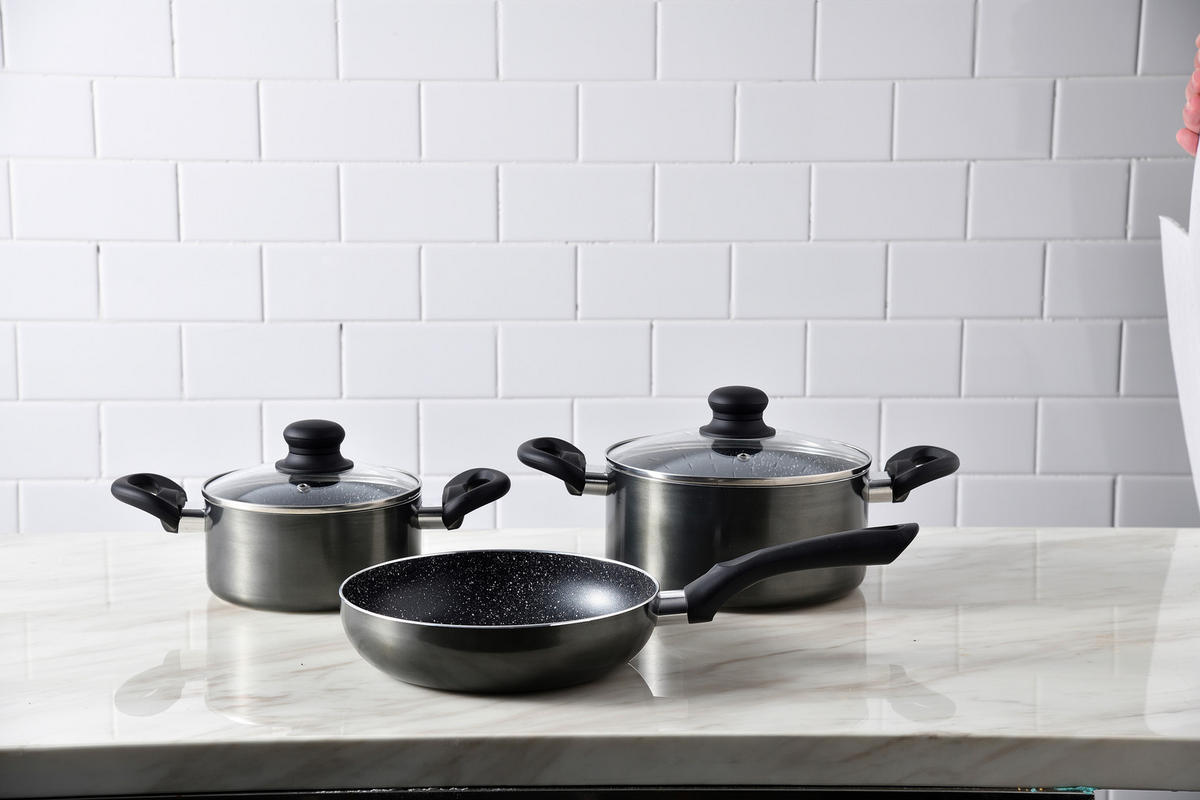 SAN IGNACIO Kochgeschirrset Soria schwarz Aluminium 4 tlg. Soria - schwarz - SAN IGNACIO