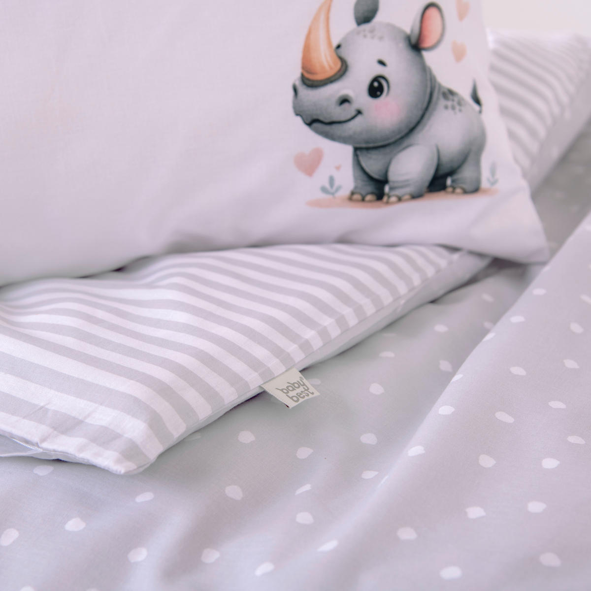 Baumwoll Bettwäsche Adventure Buddies weiß Baumwolle Adventure Buddies - weiß/grau - babybest