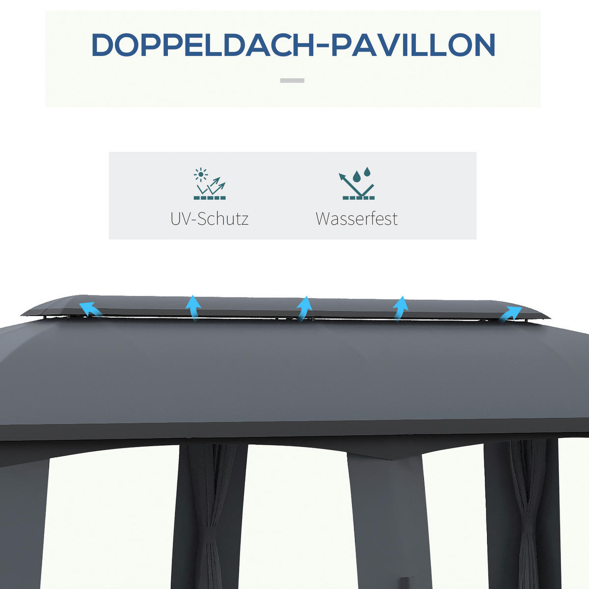 Outsunny Pavillon dunkelgrau Nylon B/H/L: ca. 600x278x300 cm Pavillon - dunkelgrau (300,00/600,00/278,00cm) - Outsunny