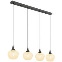 GLOBO Pendelleuchte MAXY 15548-4HK schwarz klar Chrom Metall Acryl B/H/L: ca. 18x120x99 cm E27 4 Brennstellen MAXY - klar/schwarz (99,00/18,00/120,00cm) - GLOBO