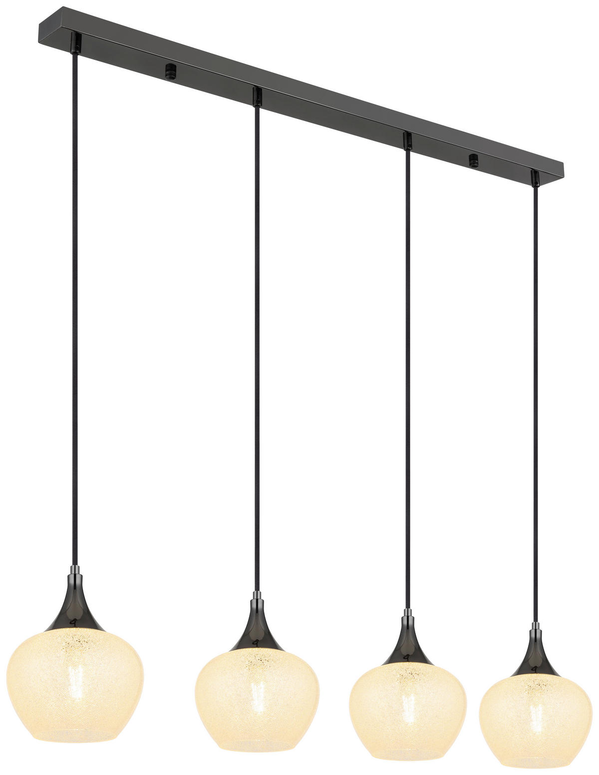 GLOBO Pendelleuchte MAXY 15548-4HK schwarz klar Chrom Metall Acryl B/H/L: ca. 18x120x99 cm E27 4 Brennstellen MAXY - klar/schwarz (99,00/18,00/120,00cm) - GLOBO