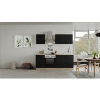 Küchenblock Capri schwarz matt B/H/T: ca. 210x200x60 cm Capri - schwarz/Oak (210,00/200,00/60,00cm) - Flex-Well
