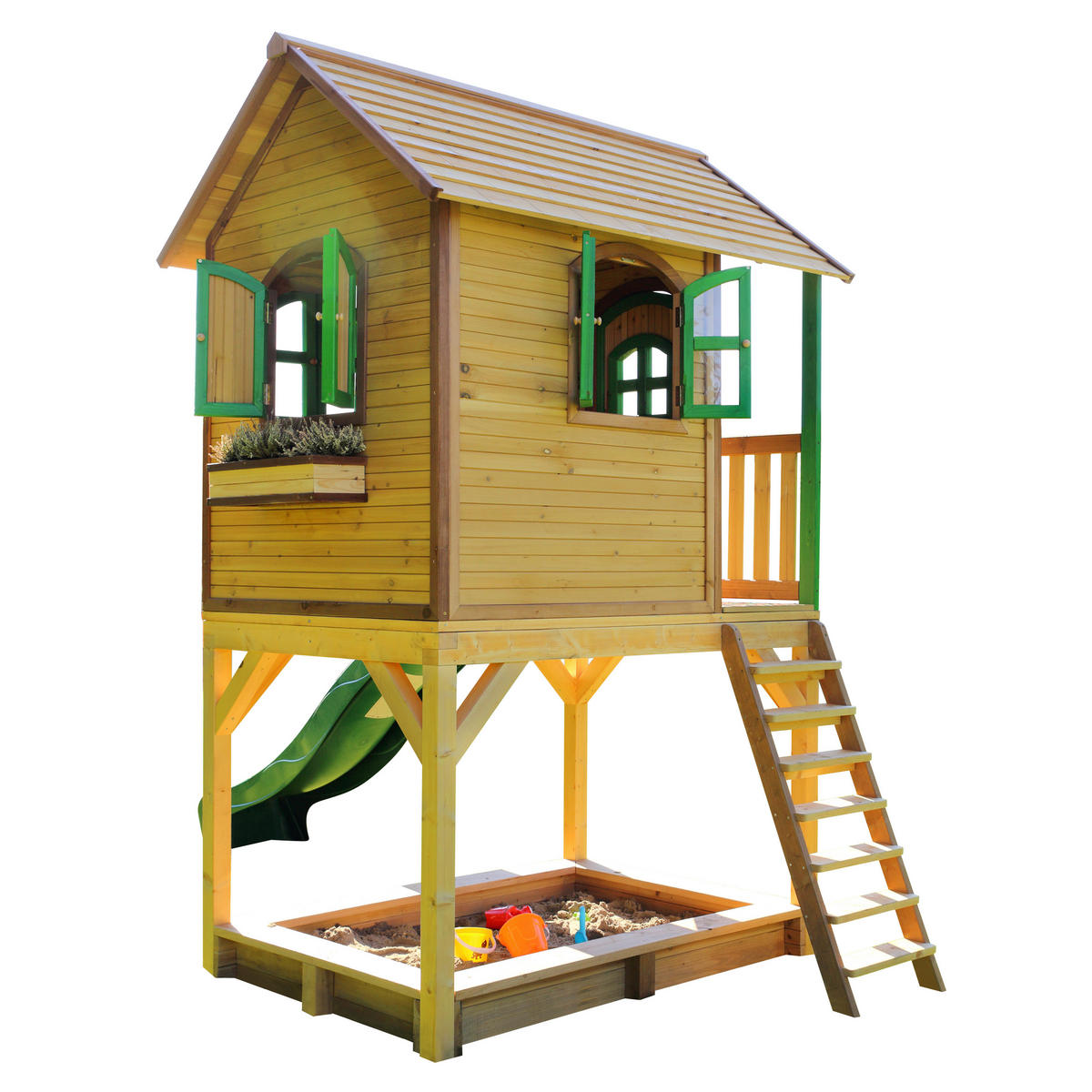 AXI Spielhaus Sarah braun B/H/L: ca. 370x291x191 cm Sarah - braun/grün (191,00/370,00/291,00cm) - AXI