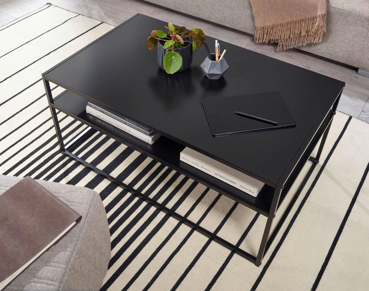 Couchtisch schwarz B/H/T: ca. 60x45x100 cm Couchtisch - schwarz (60,00/45,00/100,00cm) - Wohnling