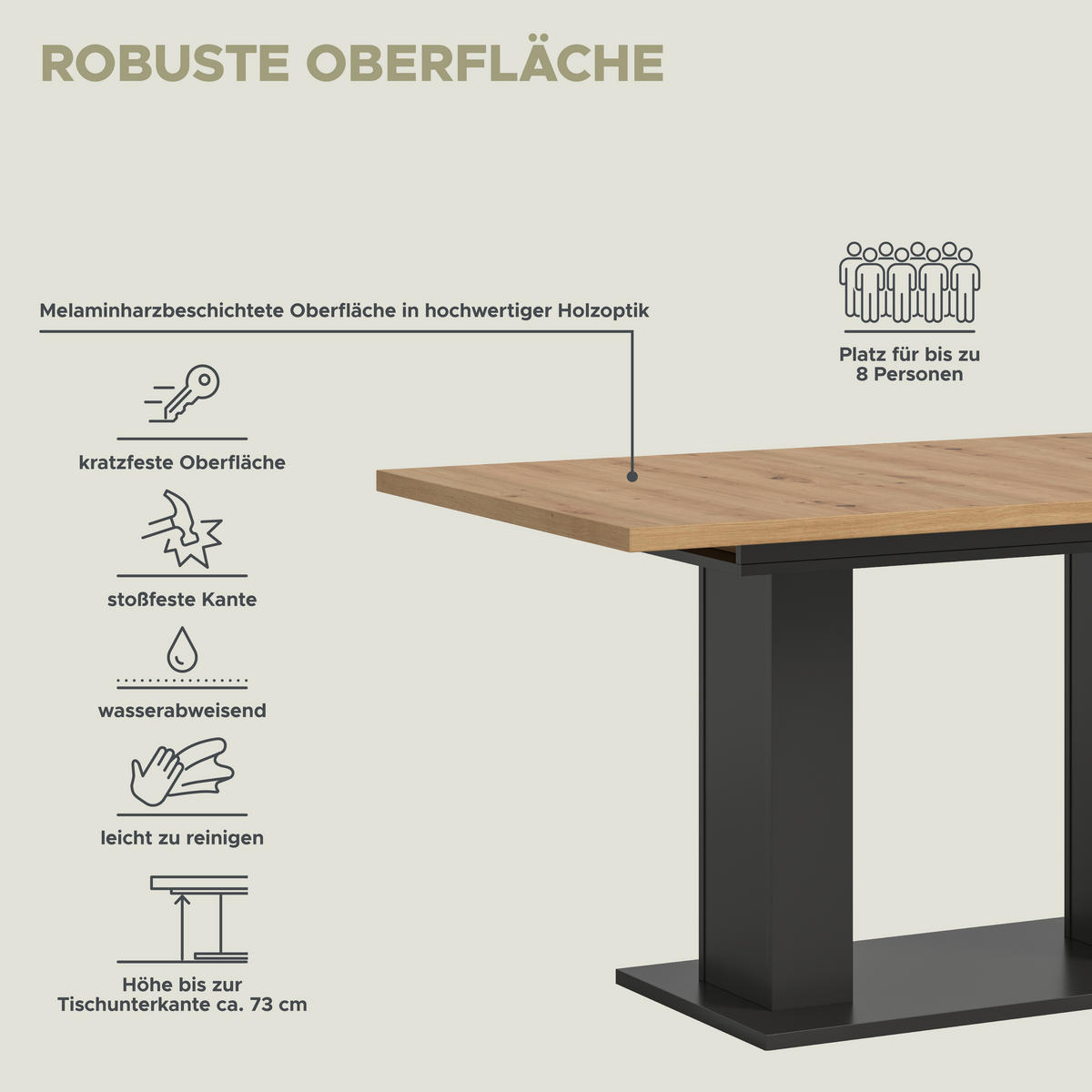 Esstisch MOTION grau Artisan Nachbildung B/H/T: ca. 150x76x90 cm MOTION - grau (150,00/76,00/90,00cm) - xonox.home