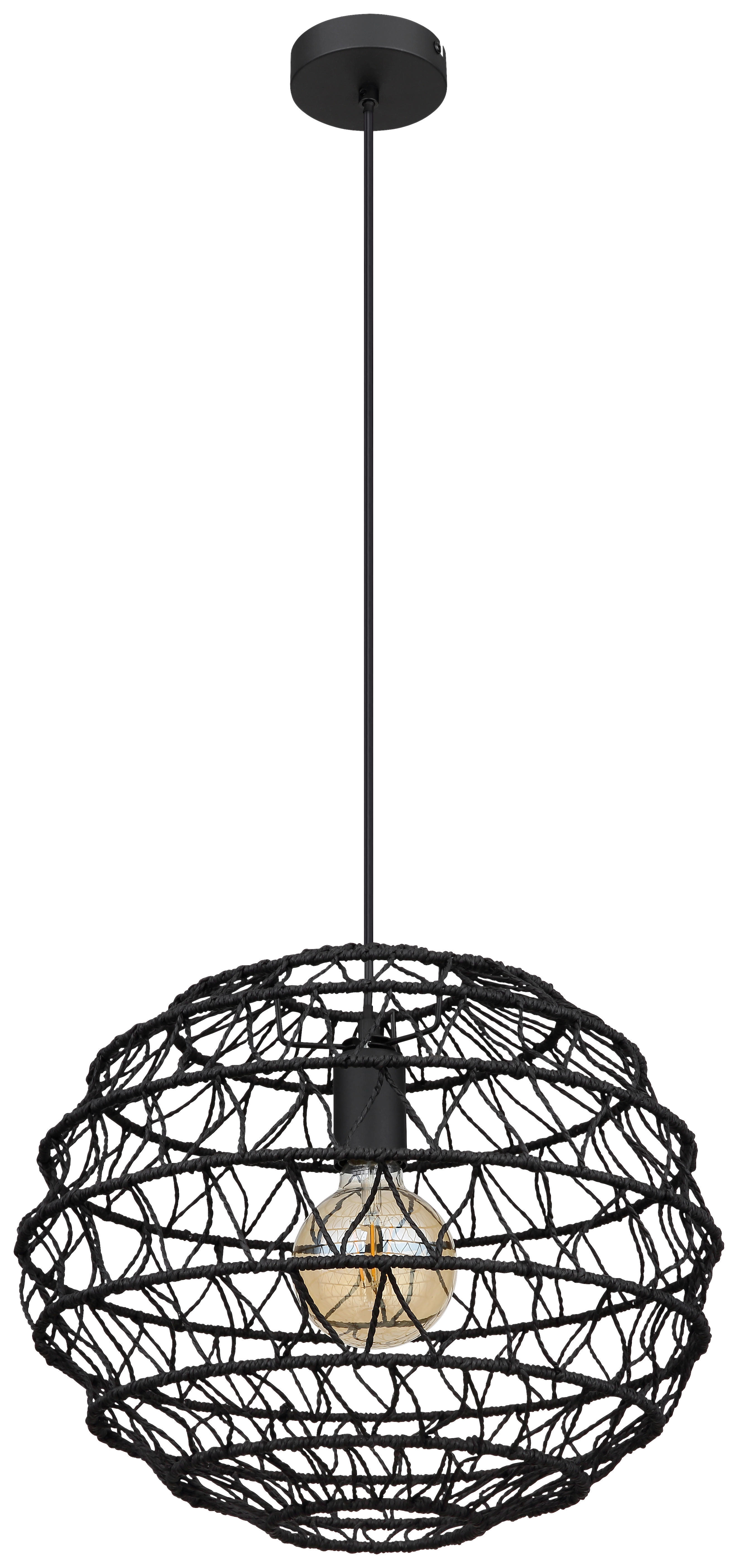 GLOBO Pendelleuchte schwarz mattschwarz Metall Papier H/D: ca. 120x39 cm E27 1 Brennstellen SENNI - schwarz/mattschwarz (39,00/120,00cm) - GLOBO