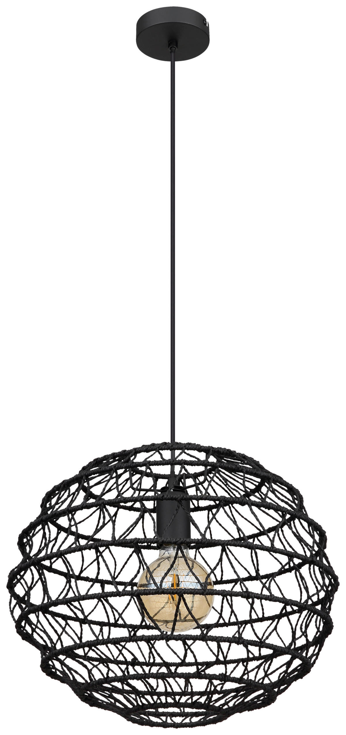 GLOBO Pendelleuchte schwarz mattschwarz Metall Papier H/D: ca. 120x39 cm E27 1 Brennstellen SENNI - schwarz/mattschwarz (39,00/120,00cm) - GLOBO