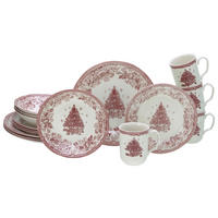 CreaTable Kombiservice Tannenbaum rot Steingut 16 tlg. Tannenbaum - rot - CreaTable
