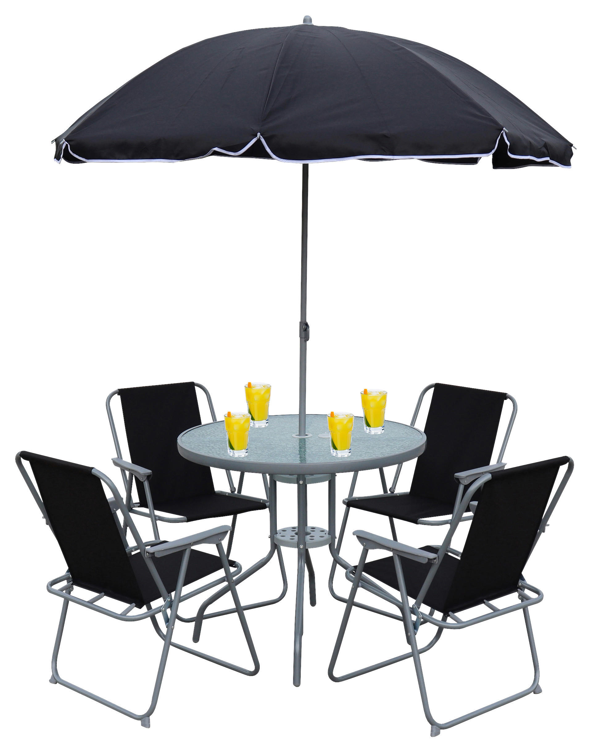 VCM Gartensitzgruppe Maxola schwarz Textilene B/H/L: ca. 75x74x75 cm Maxola - schwarz (75,00/75,00/74,00cm) - VCM