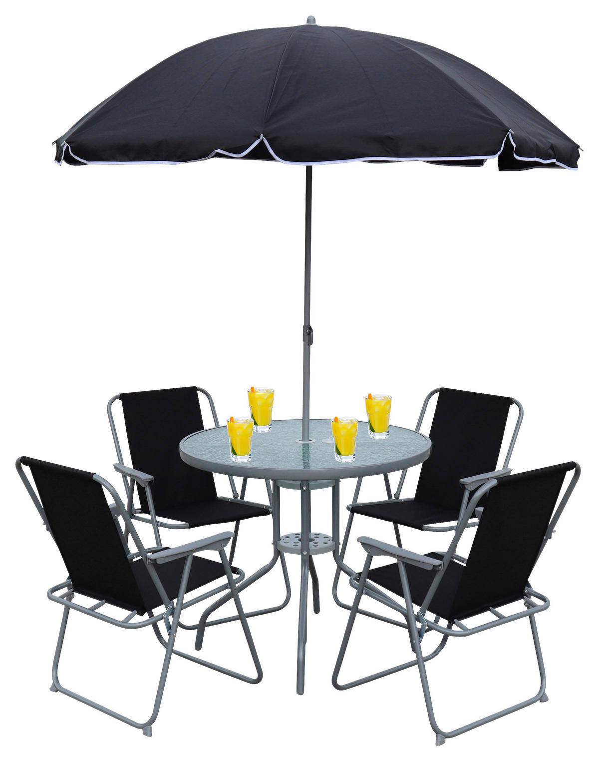 VCM Gartensitzgruppe Maxola schwarz Textilene B/H/L: ca. 75x74x75 cm Maxola - schwarz (75,00/75,00/74,00cm) - VCM