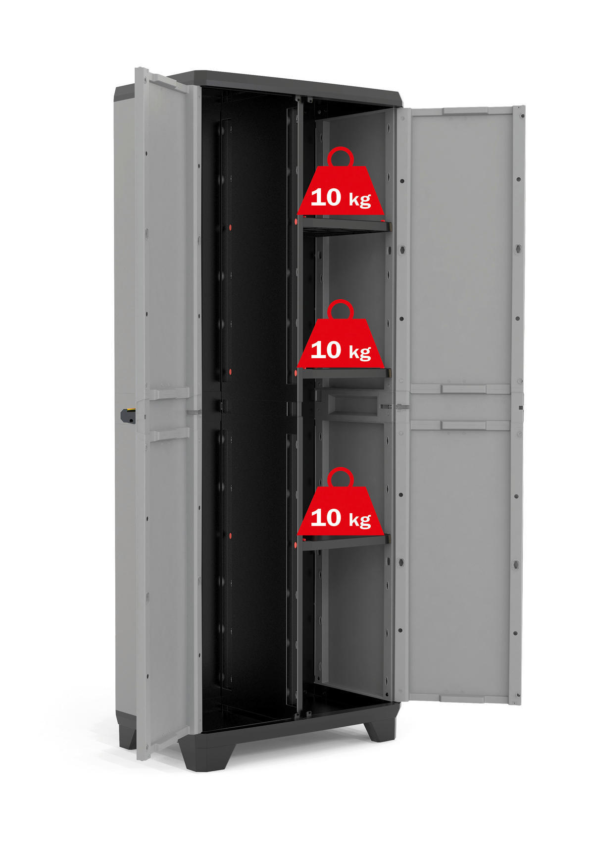 Keter Kunststoffschrank Stilo grau Kunststoff B/H/T: ca. 68x173x39 cm Stilo - rot/schwarz (68,00/173,00/39,00cm) - Keter