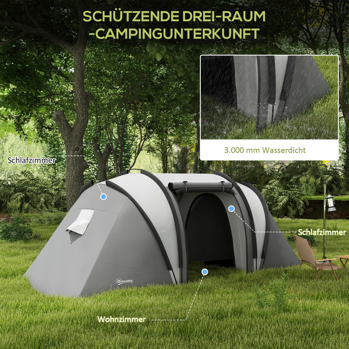 Outsunny Tunnelzelt B/H/L: ca. 220x180x450 cm Tunnelzelt - grau (450,00/220,00/180,00cm) - Outsunny