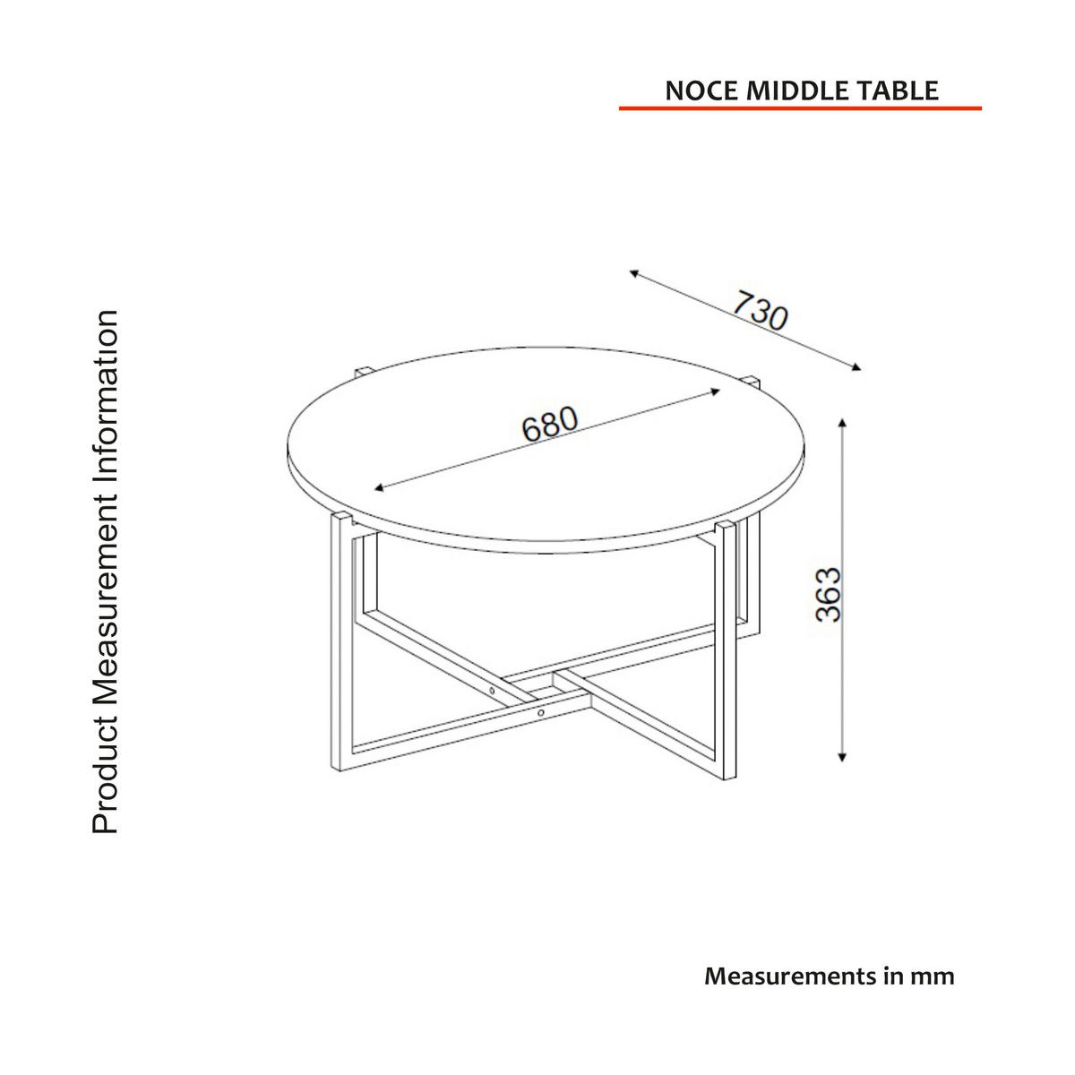 Couchtisch Noce schwarz Marmoroptik B/H/T: ca. 73x36x73 cm Noce - schwarz/Marmoroptik (73,00/36,00/73,00cm) - moebel17