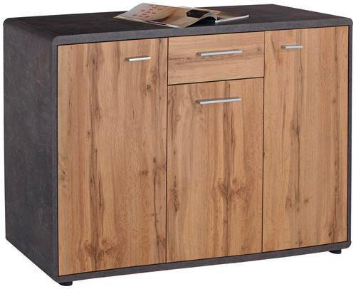 Kommode Fontana Beton Optik Eiche Wotan Nachbildung B/H/T: ca. 132x87x40 cm Fontana - Eiche (132,00/87,00/40,00cm)