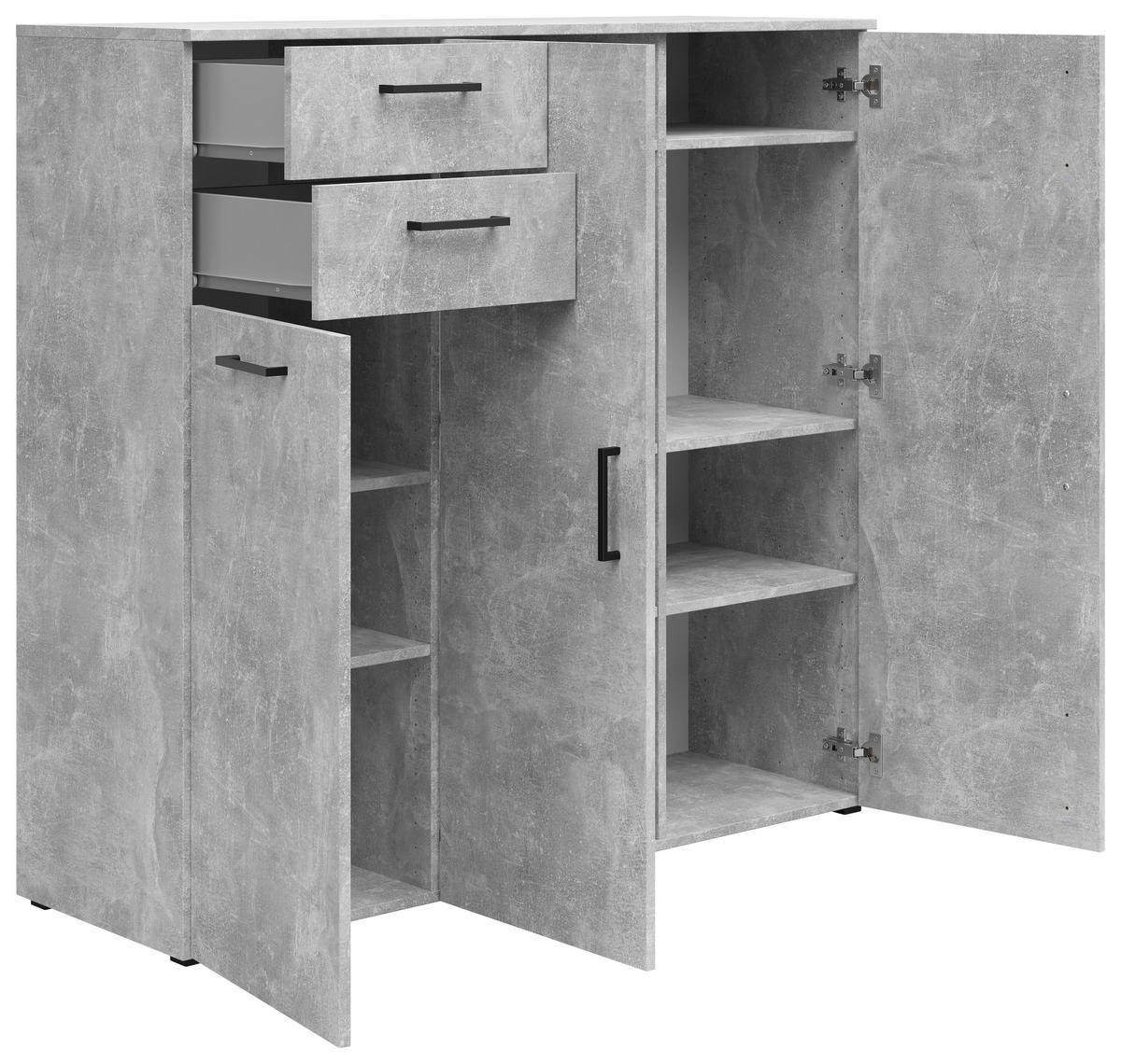 Kommode Multi-Stauraum Typ 33 Beton Optik B/H/T: ca. 120x115x40 cm Multi-Stauraum Typ 33 - Beton (120,00/115,00/40,00cm)