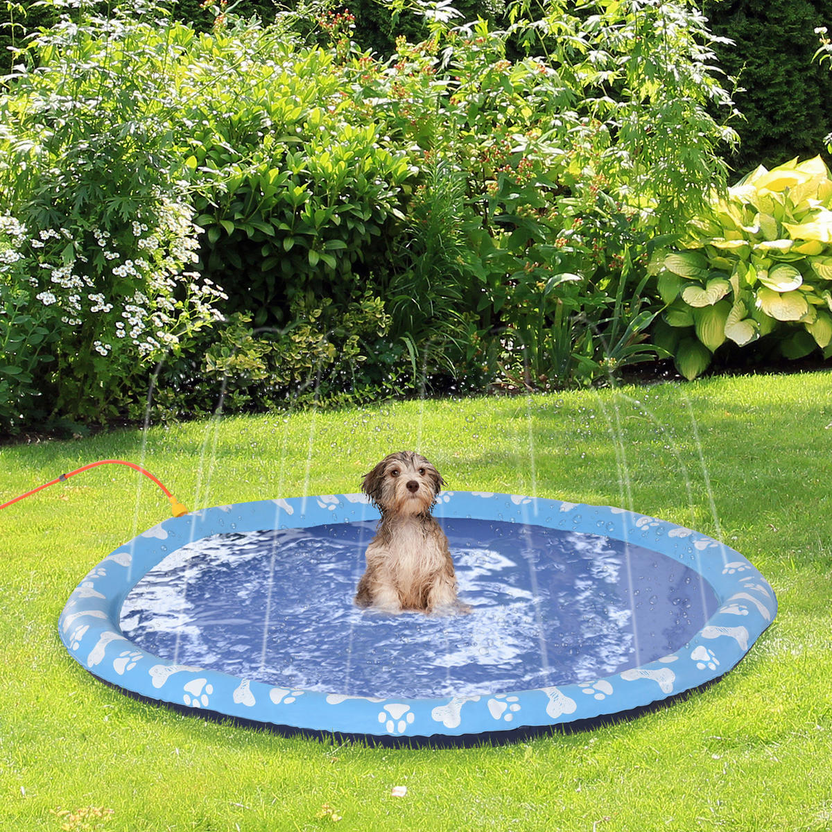 PawHut Hunde-Planschbecken blau Kunststoff B/H/L: ca. 150x1x150 cm Hunde-Planschbecken - blau (150,00/150,00/1,00cm) - PawHut