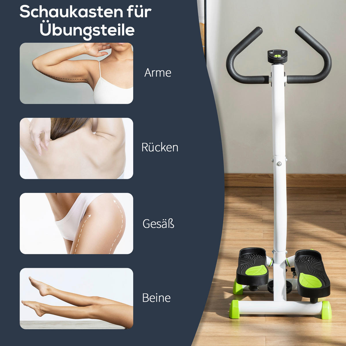 HOMCOM Steppmaschine grün Stahl B/H/L: ca. 44x108x55 cm Steppmaschine - schwarz/grün (55,00/44,00/108,00cm) - HOMCOM